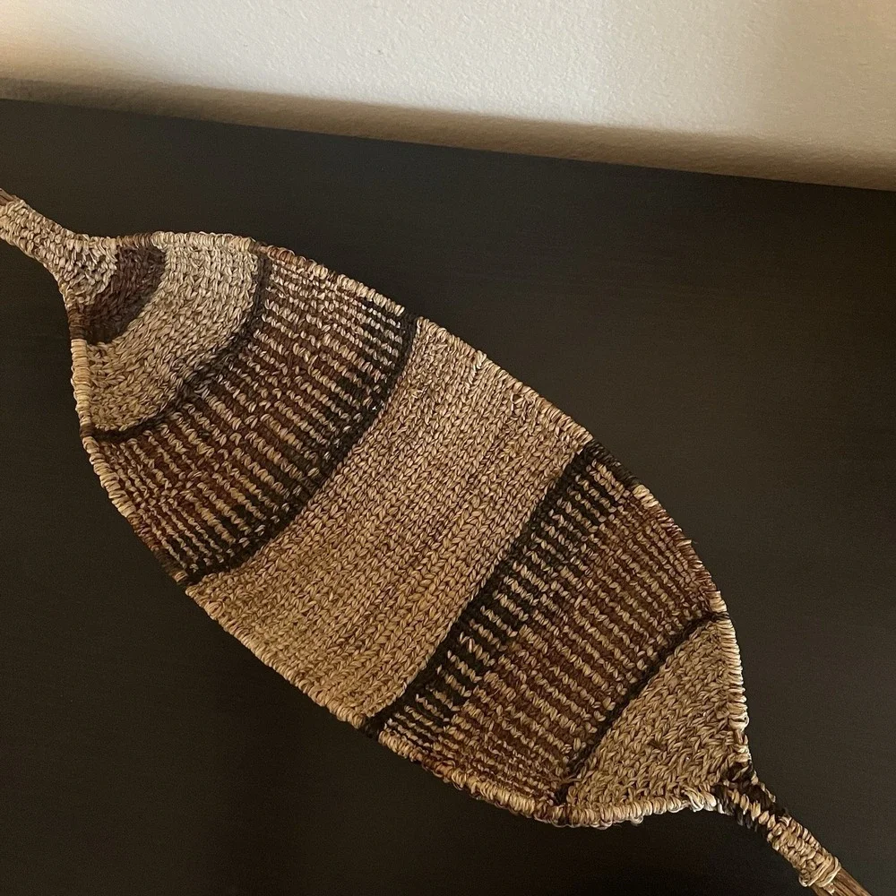 Ethiopian Gambela Canoe Basket Handmade Bread African Woven Decor Collectable - Picture 2 of 12